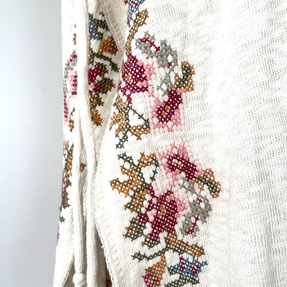 Johnny Was Biya floral Embroidered Cardigan Oversized XS Boho Cottage Romantic - Picture 11 of 16